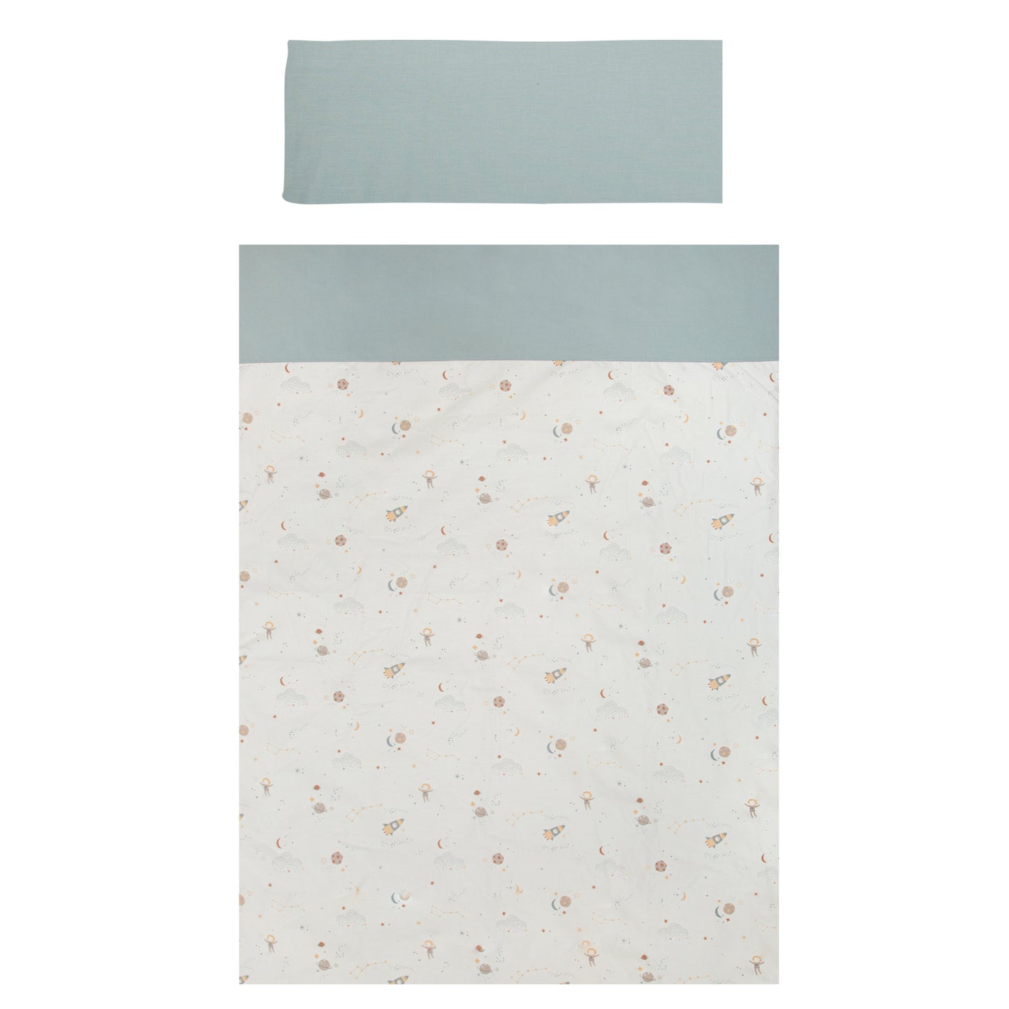 Funda nordica cuna + Funda almohada Orbit Blanco Azul 110X155