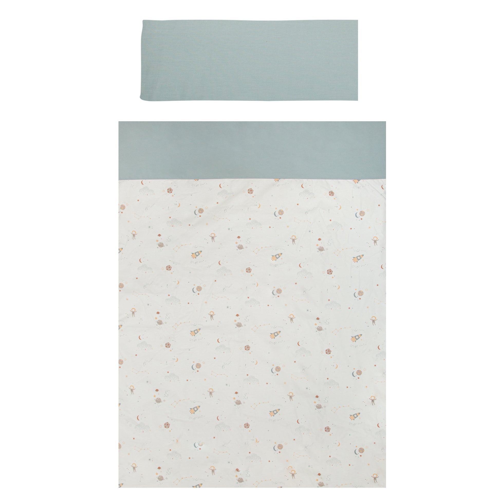 Funda nordica cuna + Funda almohada Orbit Blanco Azul 110X155