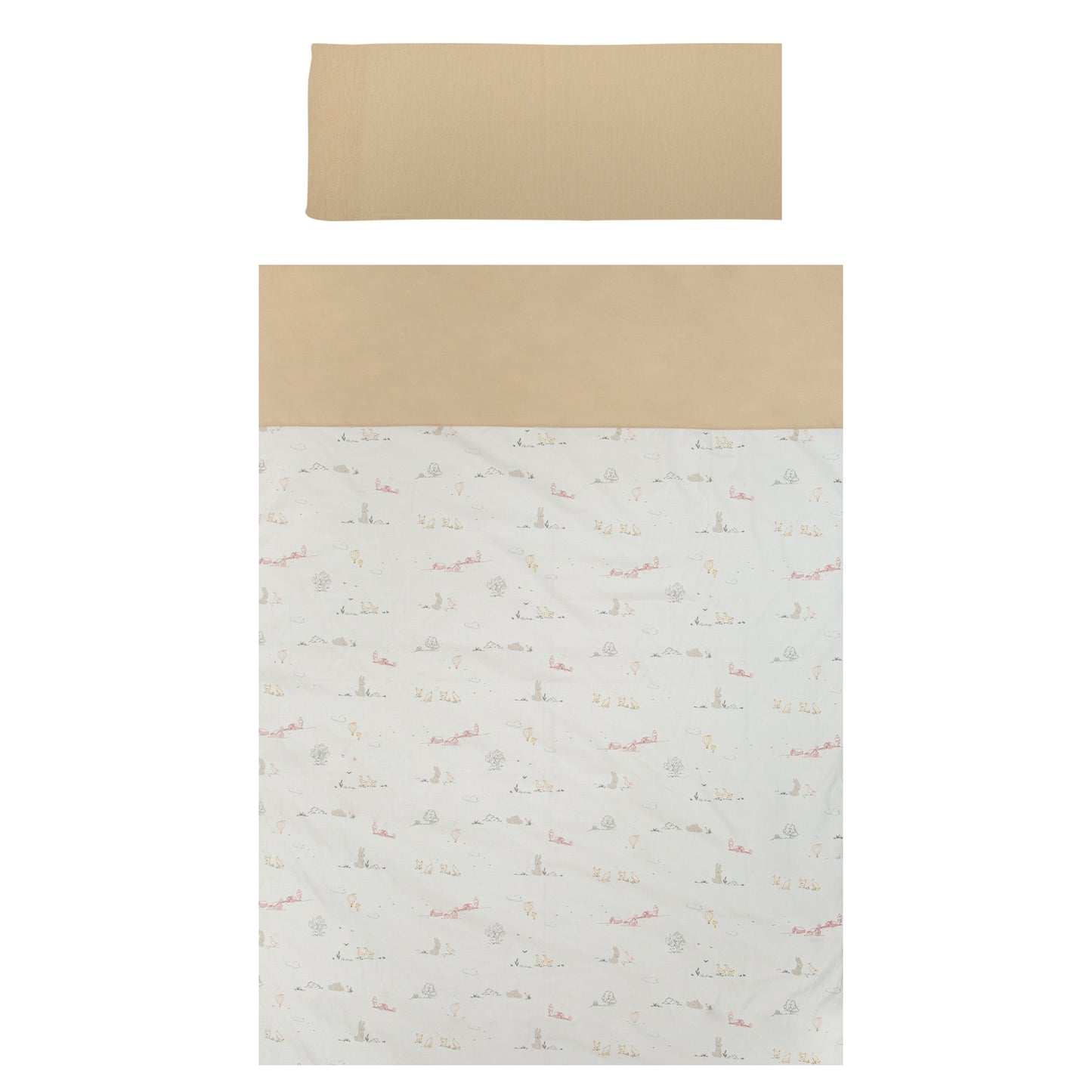 Funda nordica cuna + Funda almohada Campo Blanco Lino 110X155