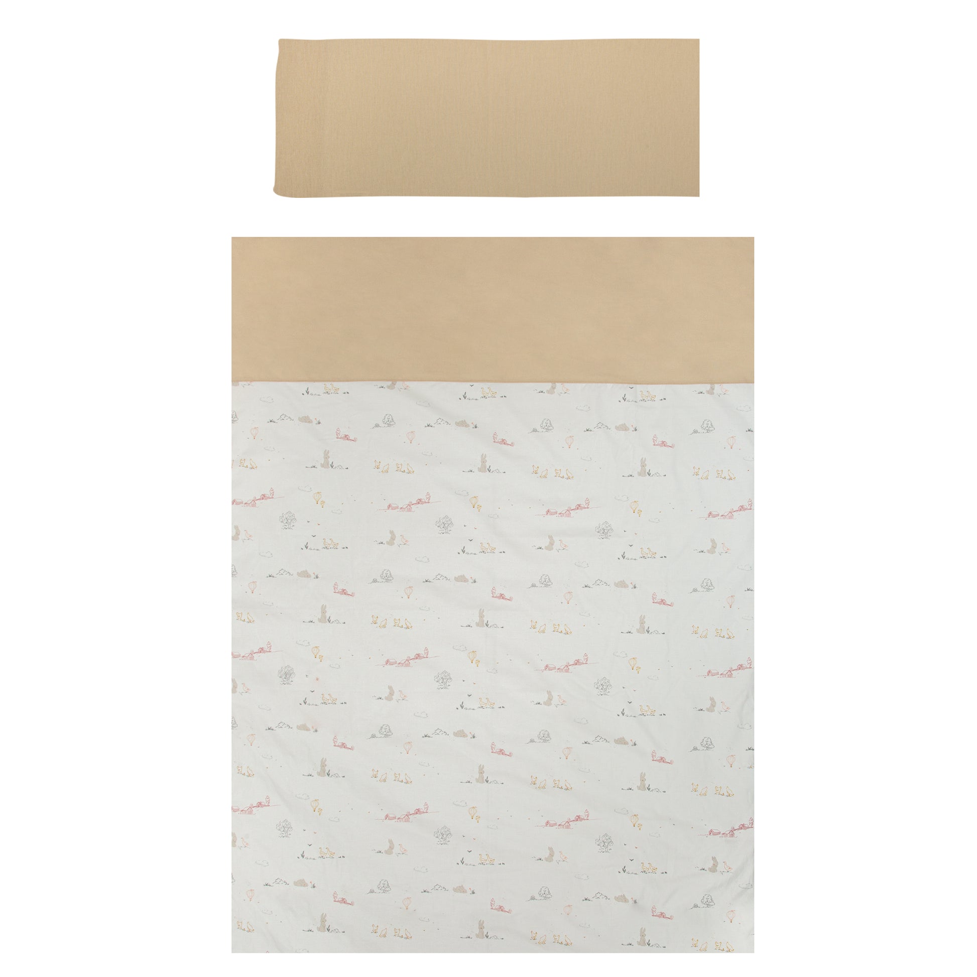 Funda nordica cuna + Funda almohada Campo Blanco Lino 110X155