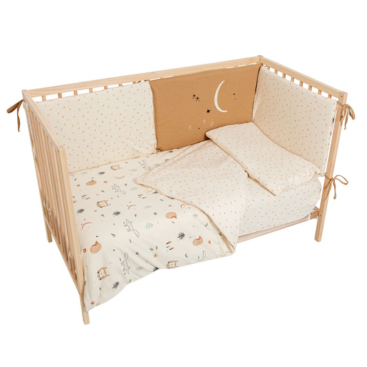 Funda nórdica cuna + Relleno + Protector + Funda almohada Wonderland Crudo 110X155