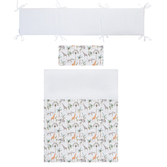 Funda nórdica cuna + Relleno + Protector + Funda almohada África Blanco 110X155 2