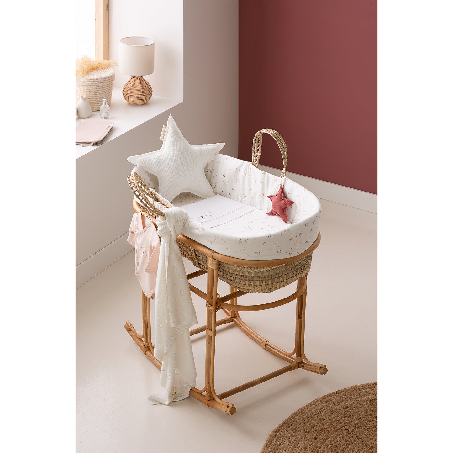 Funda interior capazo Monet Blanco Rosa coche/capazo 40x80