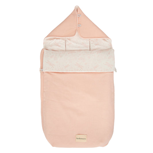Saco Capazo con Capucha Dafne Blanco Rosa 35x72