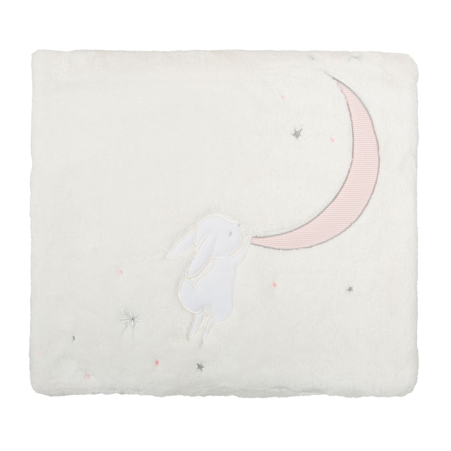 Manta Microlina Moon Blanco Rosa 110x140