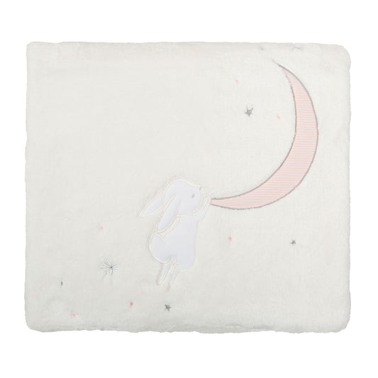 Manta Microlina Moon Blanco Rosa 110x140