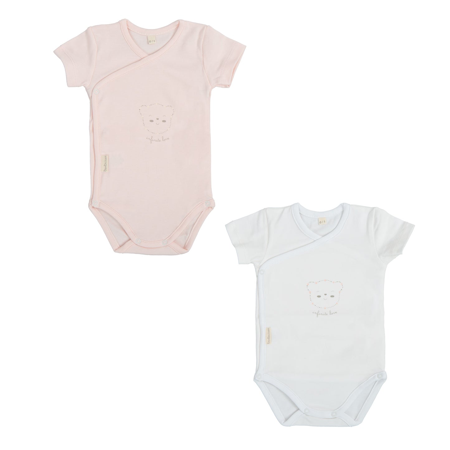 Body bebé manga corta pack 2 love Rosa 0-1 Mes