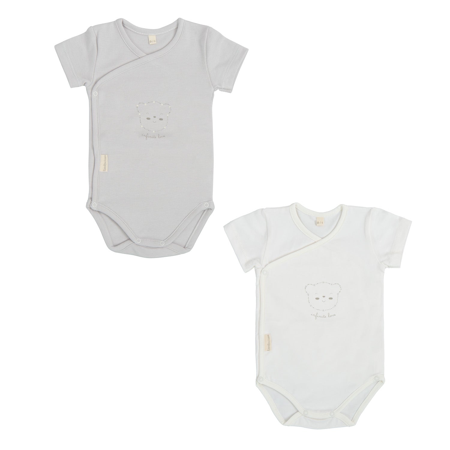 Body bebé manga corta pack 2 love Gris 0-1 Mes