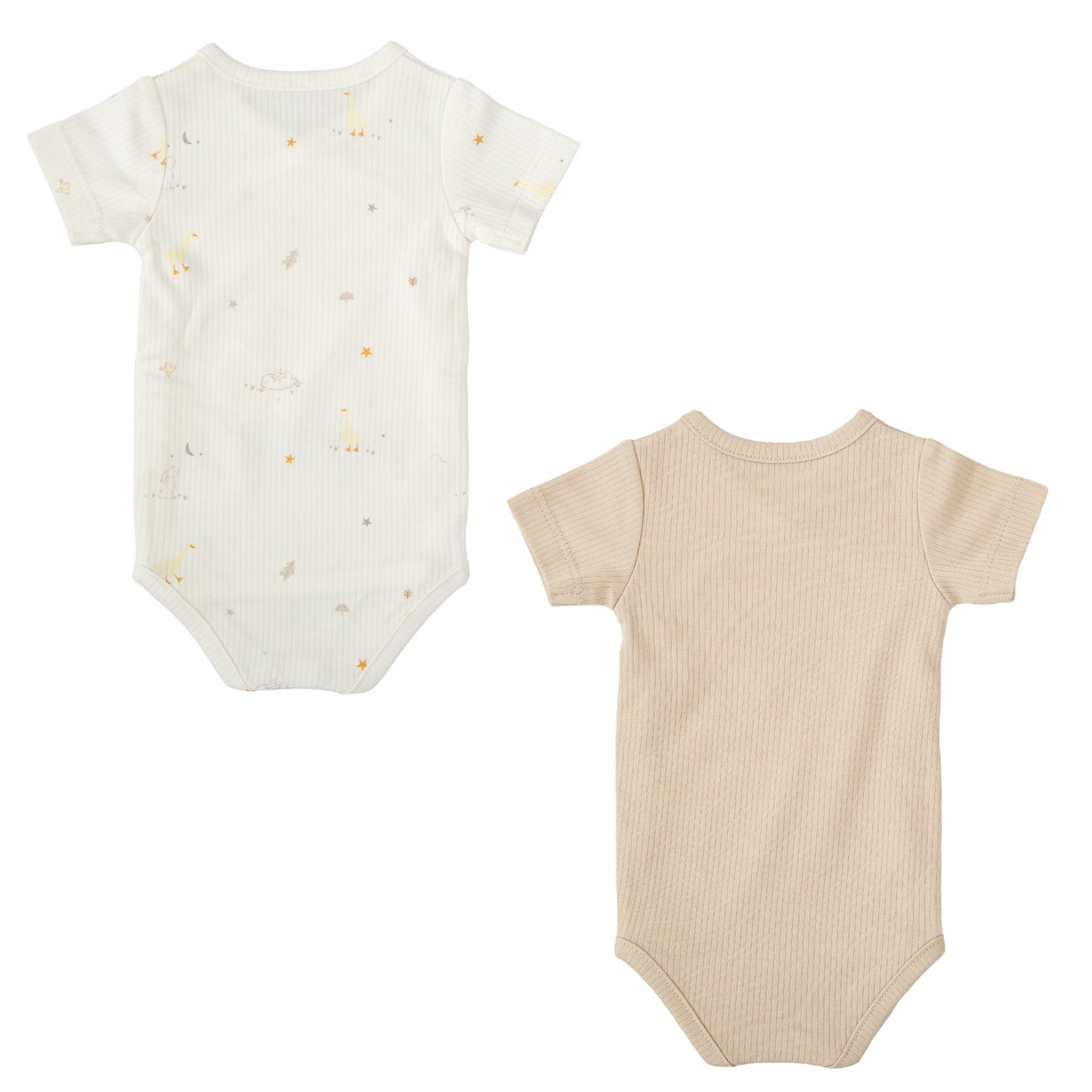 Body bebé manga corta pack 2 Happy Forest Blanco Lino 0-1 Mes