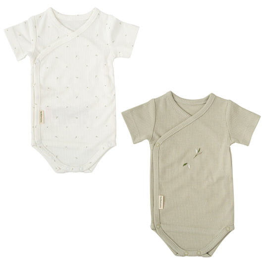 Body bebé manga corta pack 2 Cornelia Blanco Verde 0-1 Mes