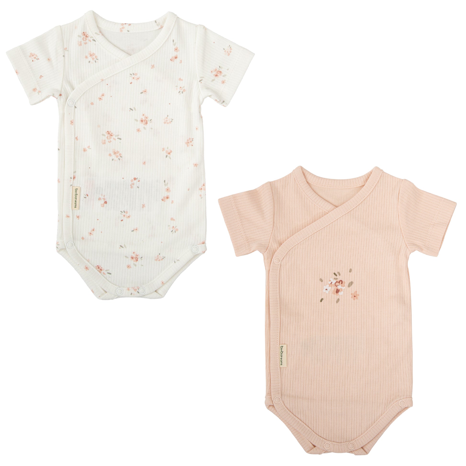 Body bebé manga corta pack 2 Monet Blanco Rosa 0-1 Mes
