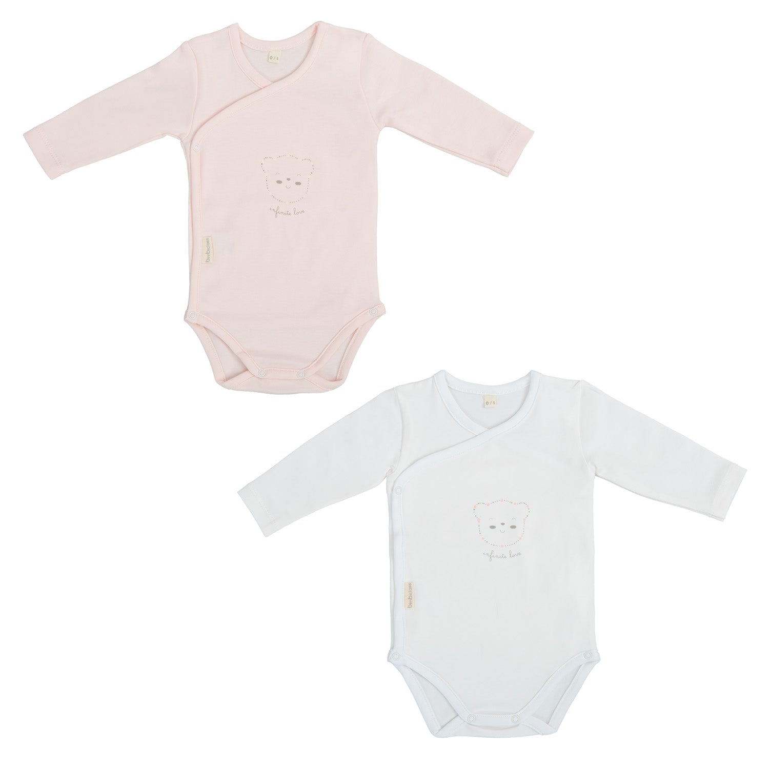Body bebé manga larga pack 2 love Rosa 0-1 Mes