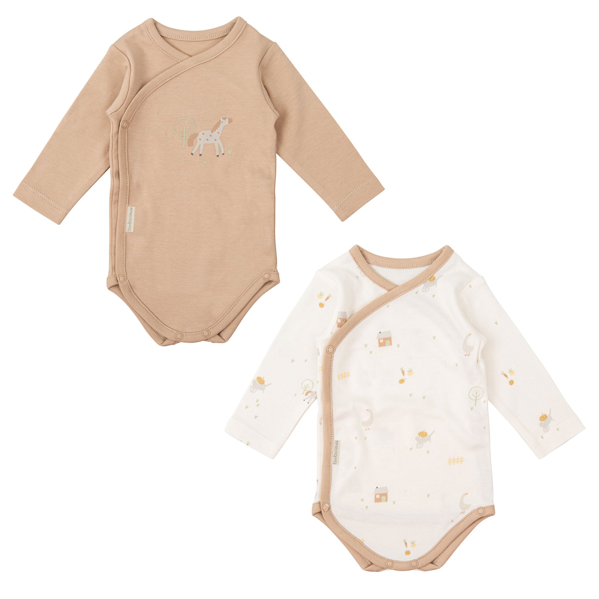 Body bebé manga larga pack 2 Farm Lino 0-1 Mes