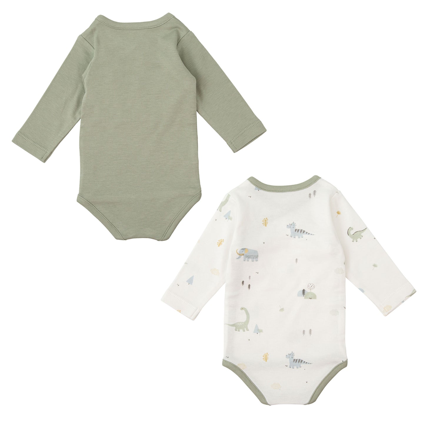Body bebé manga larga pack 2 Trex Blanco Verde 0-1 Mes