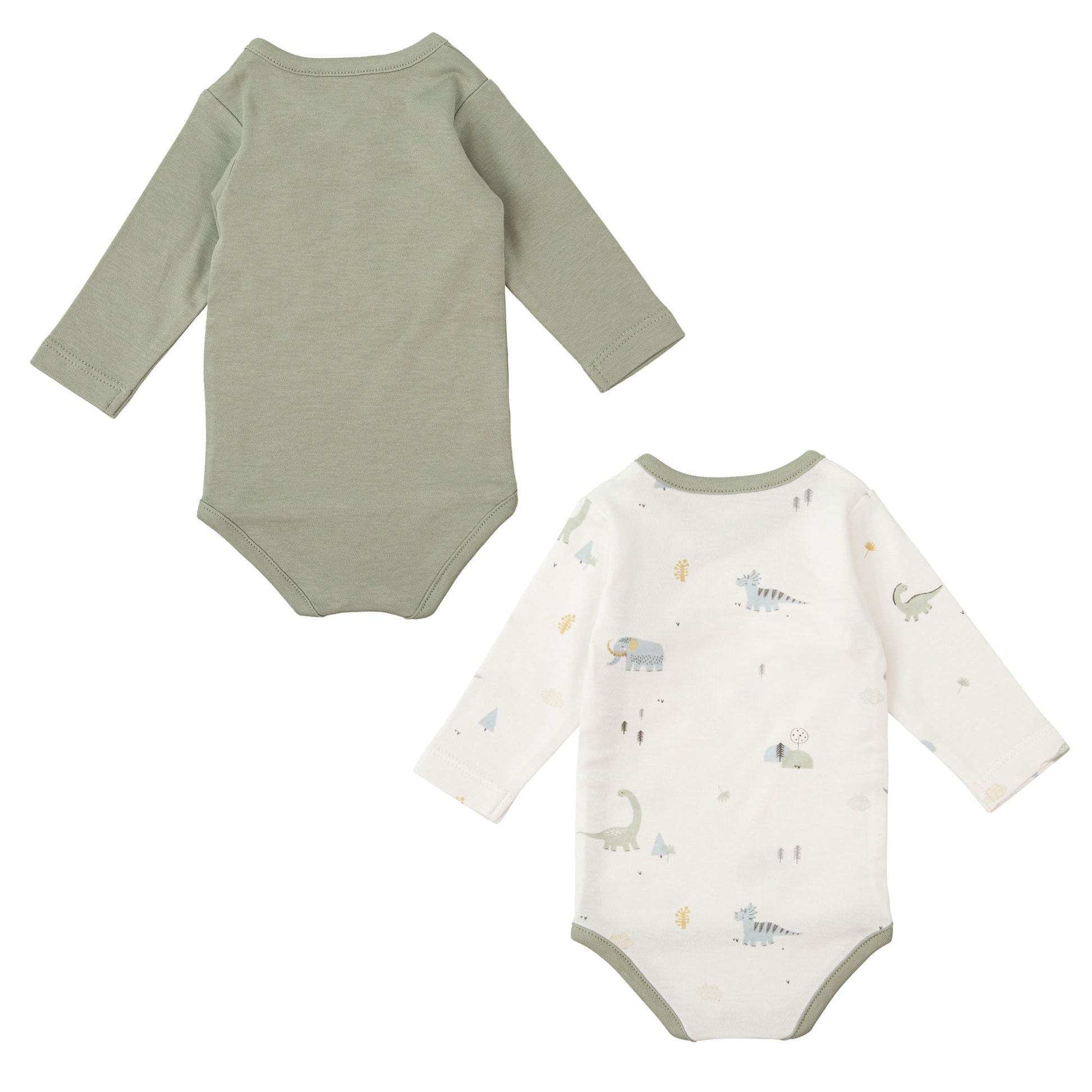 Body bebé manga larga pack 2 Trex Blanco Verde 0-1 Mes