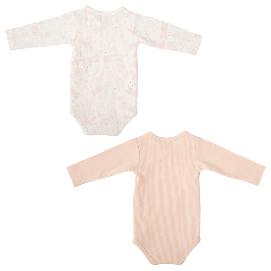 Body bebé manga larga pack 2 Dafne Blanco Rosa 0-1 Mes