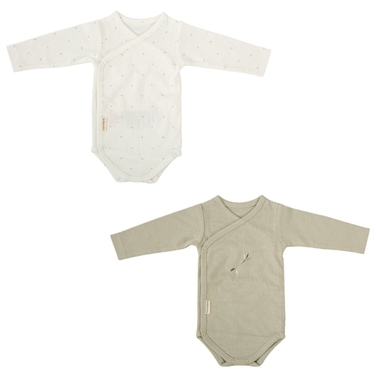 Body bebé manga larga pack 2 Cornelia Blanco Verde 0-1 Mes