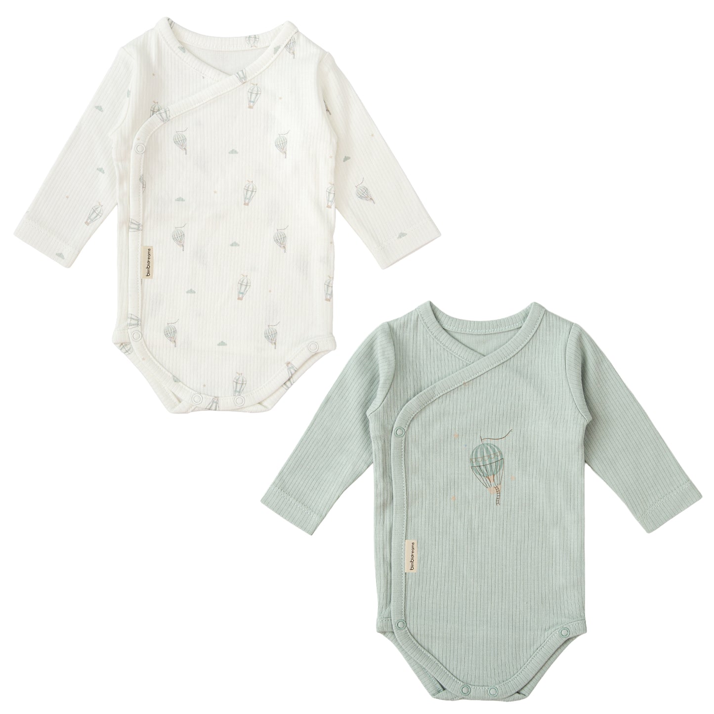 Body bebé manga larga pack 2 Blue Sky Blanco Verde 0-1 Mes