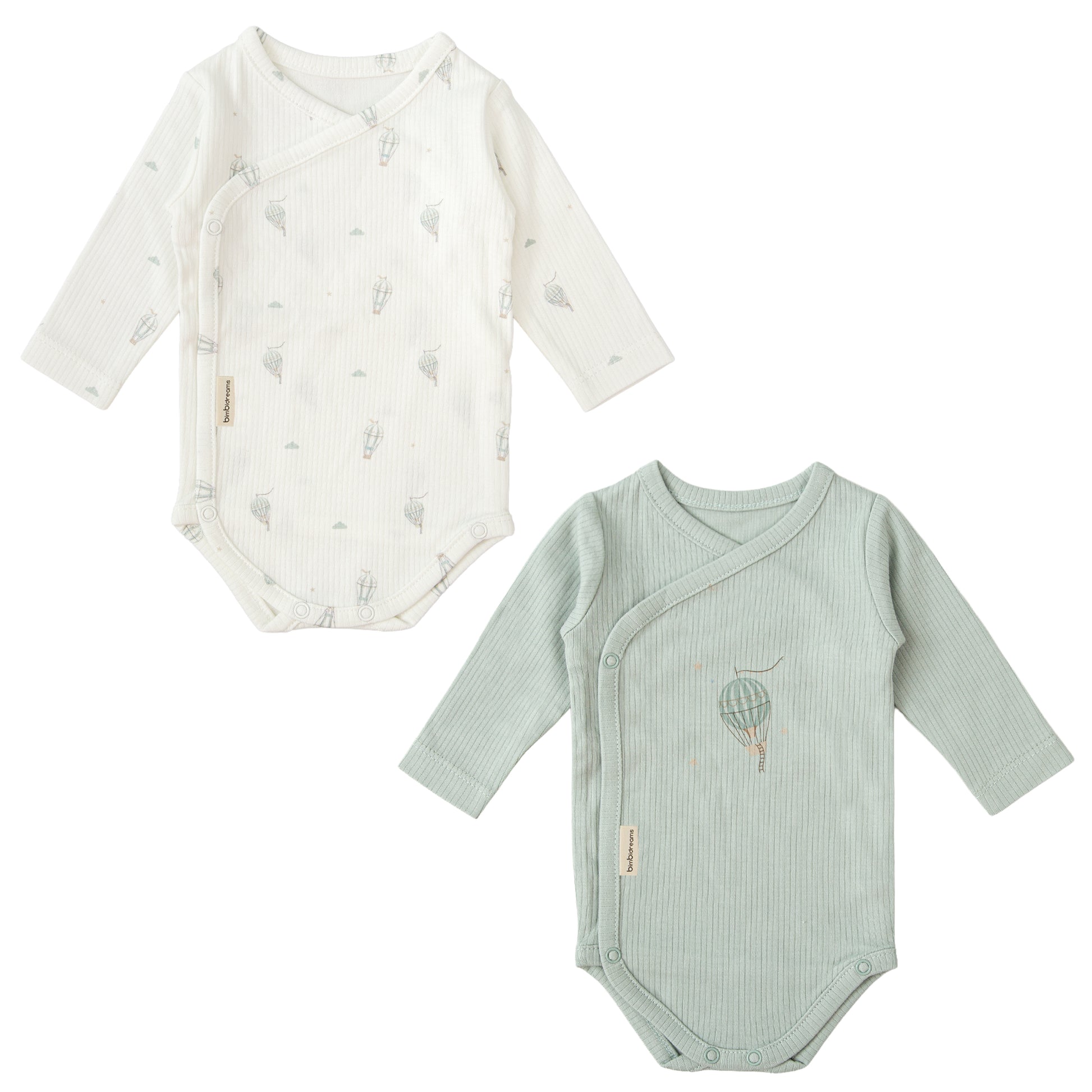 Body bebé manga larga pack 2 Blue Sky Blanco Verde 0-1 Mes