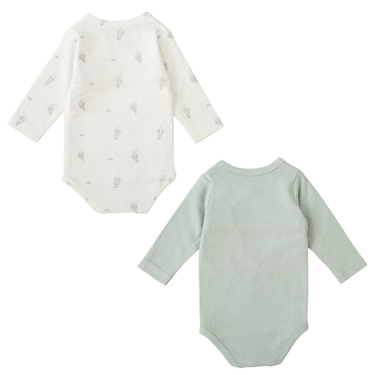 Body bebé manga larga pack 2 Blue Sky Blanco Verde 0-1 Mes