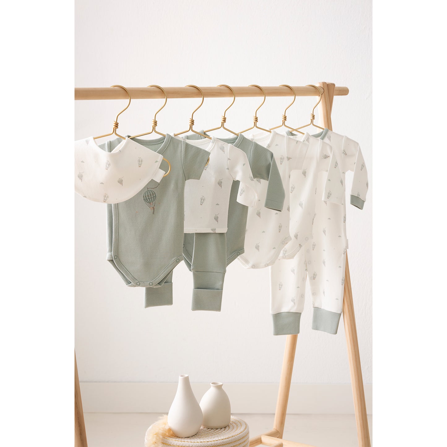 Body bebé manga larga pack 2 Blue Sky Blanco Verde 0-1 Mes