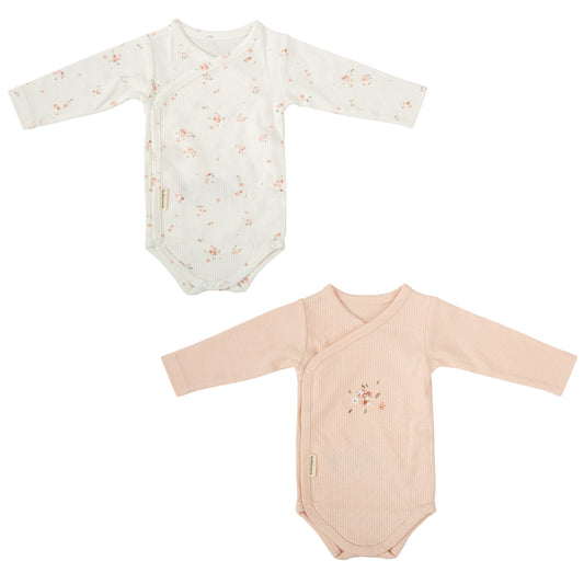 Body bebé manga larga pack 2 Monet Blanco Rosa 0-1 Mes