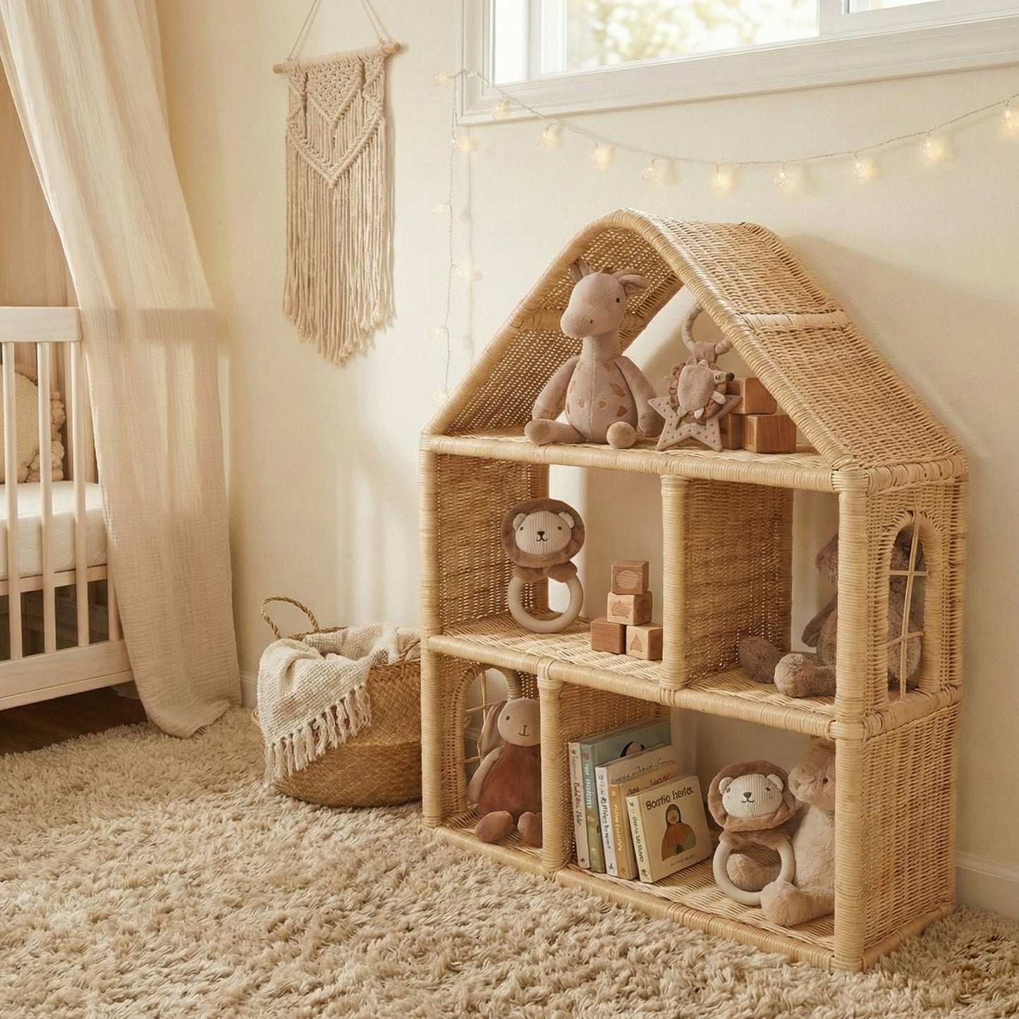Estantería casita Ratan Natural 97x69x27