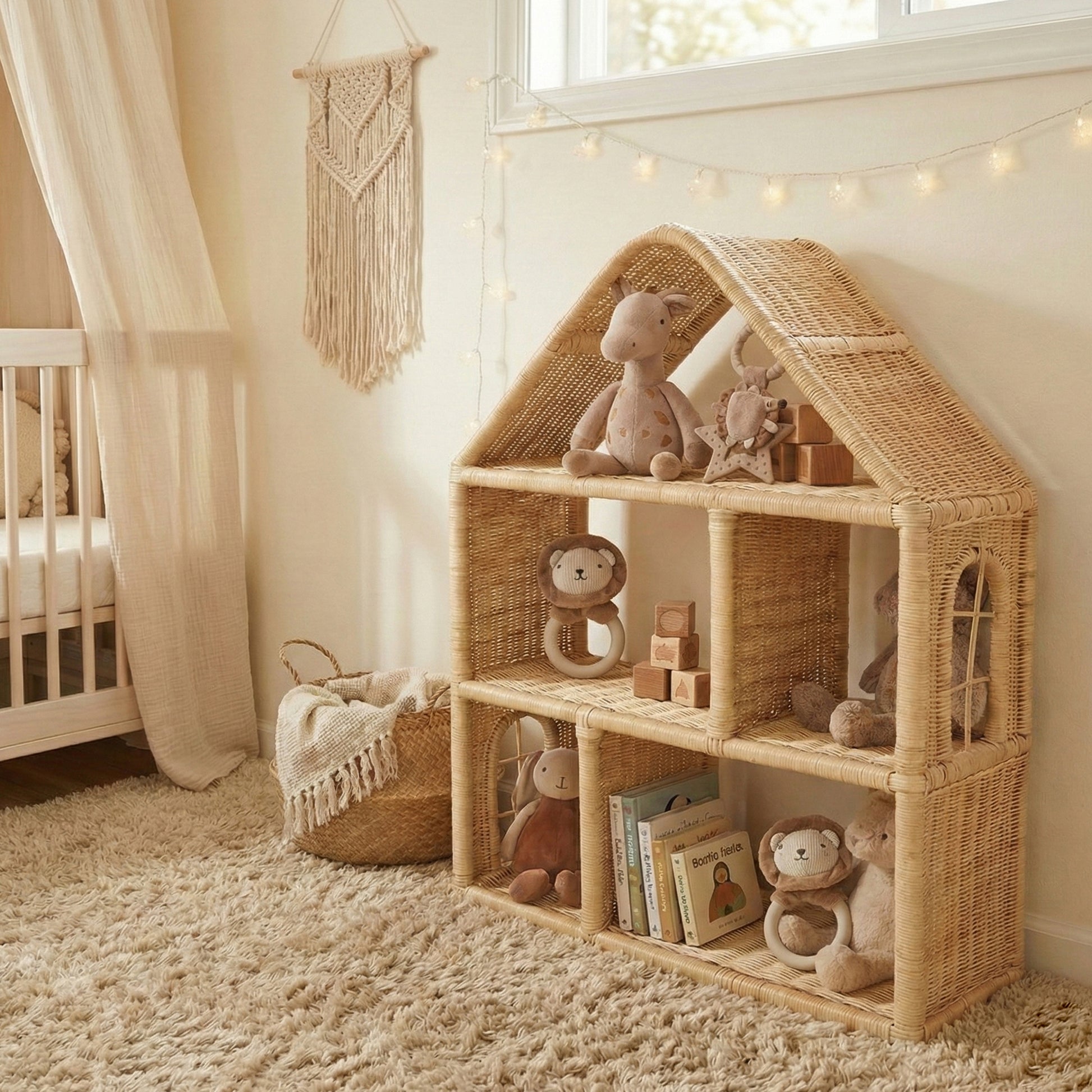 Estantería casita Ratan Natural 97x69x27