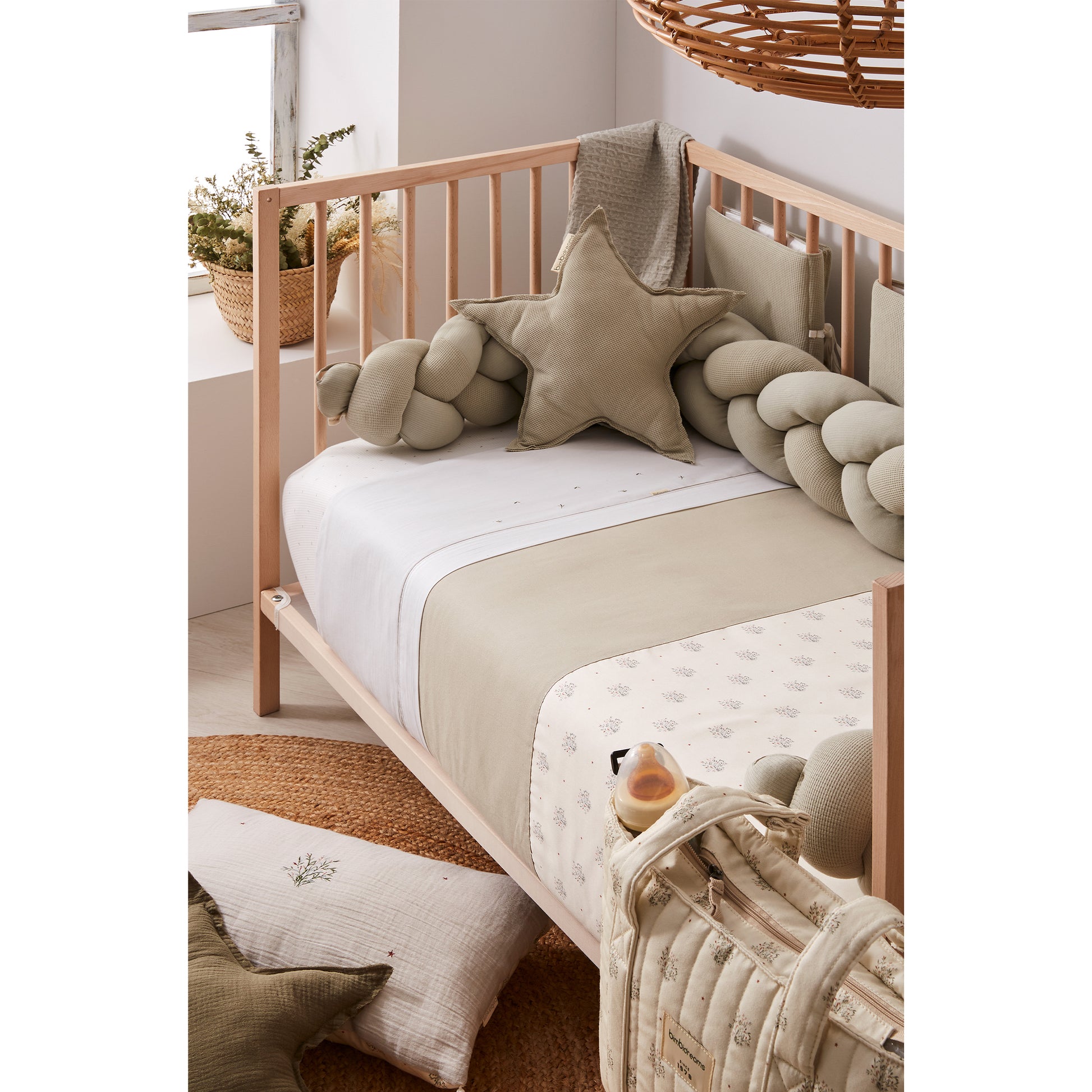 Cojín decorativo estrella Waffle Verde 40x40