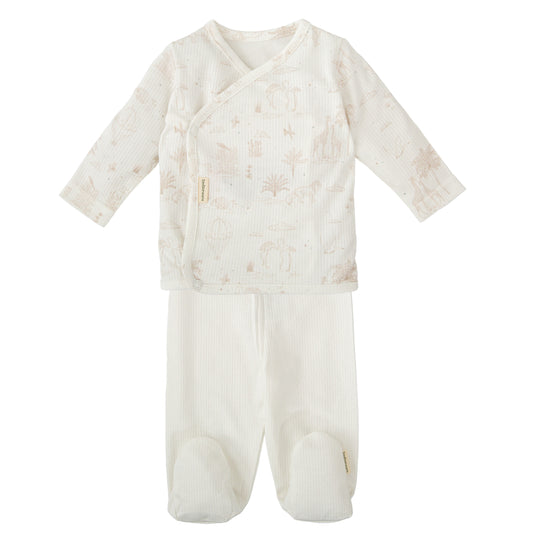 Conjunto jubon y polaina Noe Blanco Lino 1-3 Meses