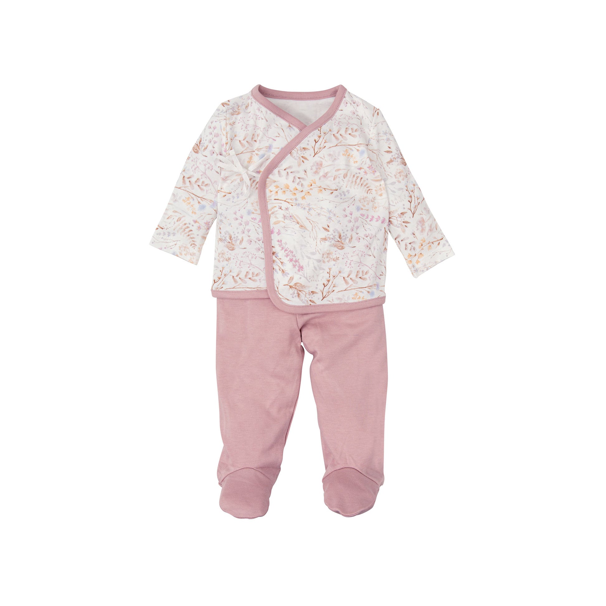 Conjunto jubon y polaina Niza Blanco Lila 1-3 Meses