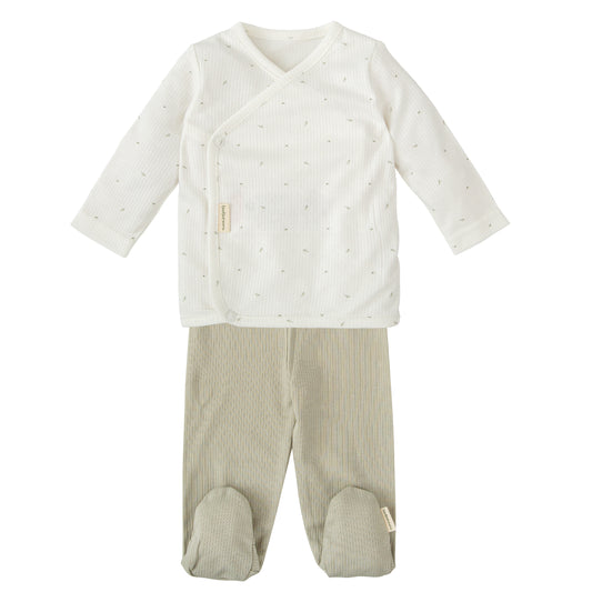 Conjunto jubon y polaina Cornelia Blanco Verde 1-3 Meses