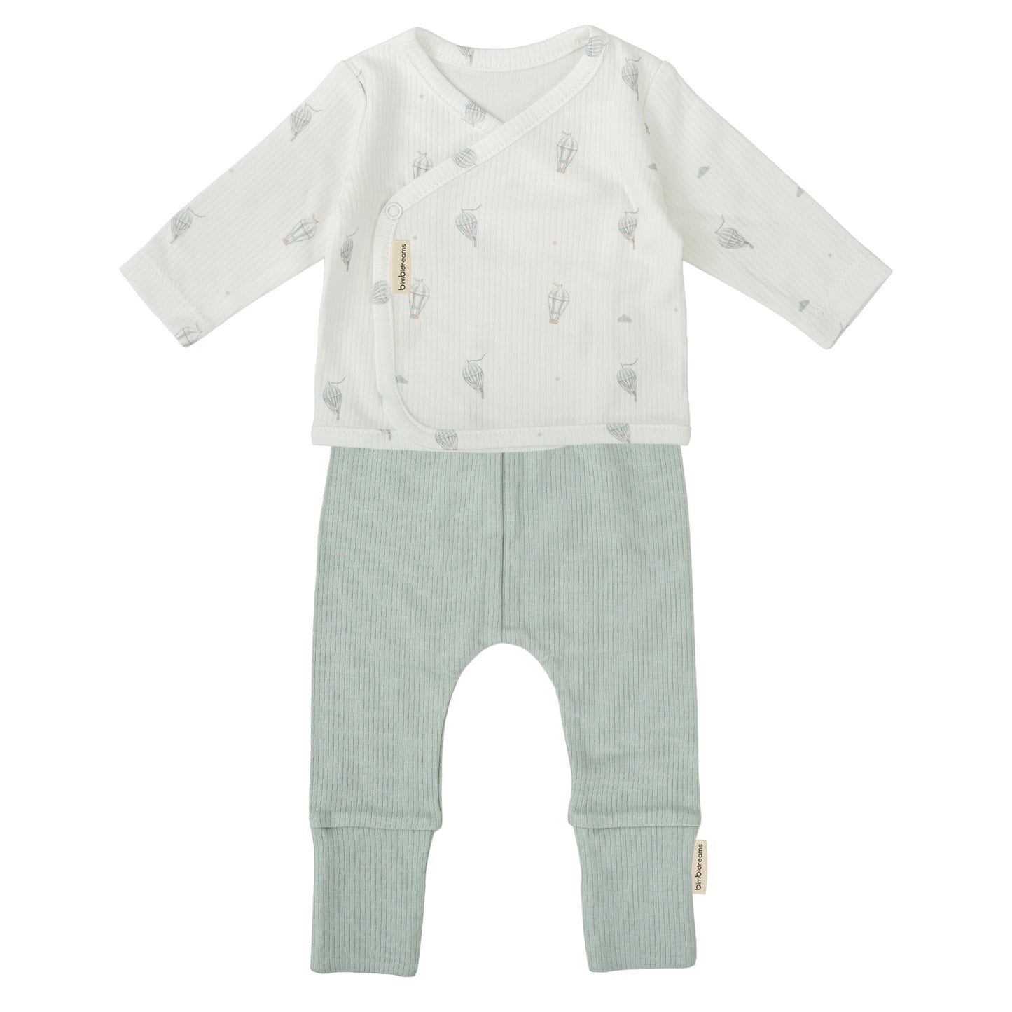Conjunto jubon y polaina Blue Sky Blanco Verde 1-3 Meses
