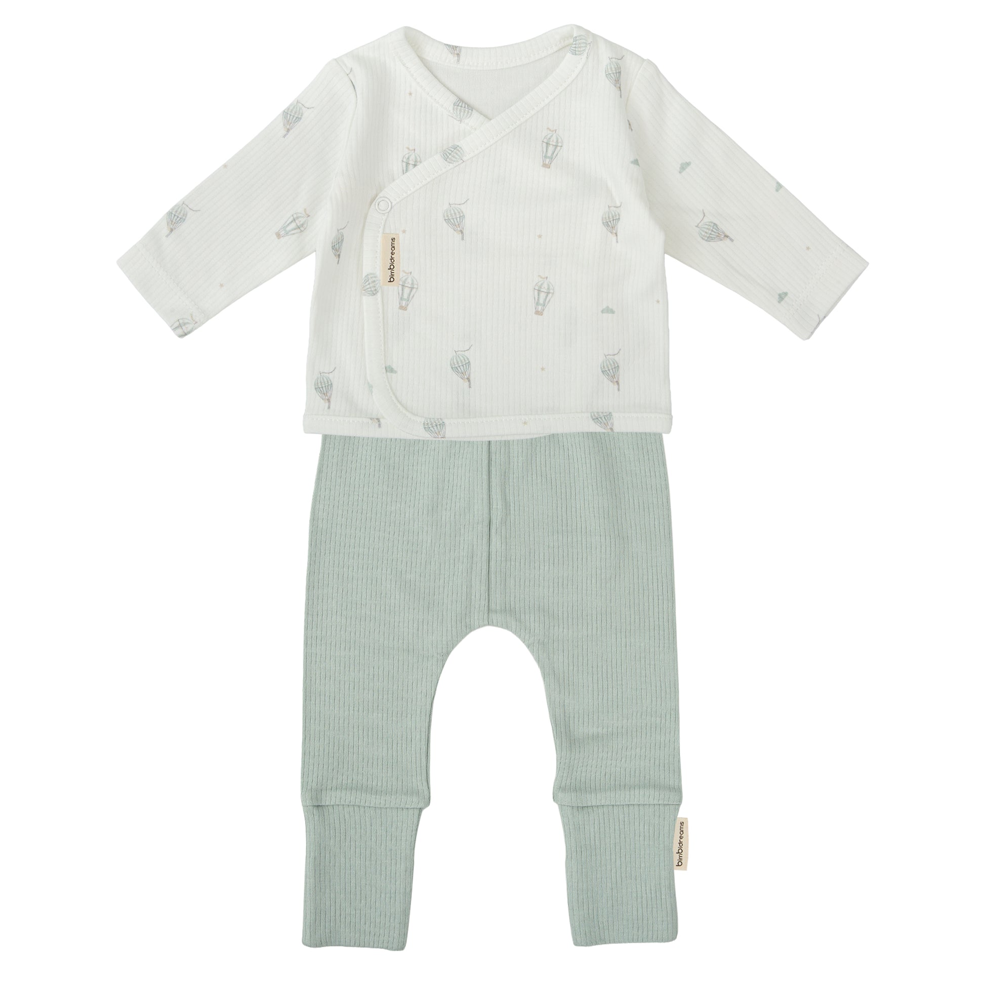 Conjunto jubon y polaina Blue Sky Blanco Verde 1-3 Meses