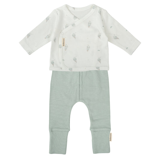 Conjunto jubon y polaina Blue Sky Blanco Verde 1-3 Meses