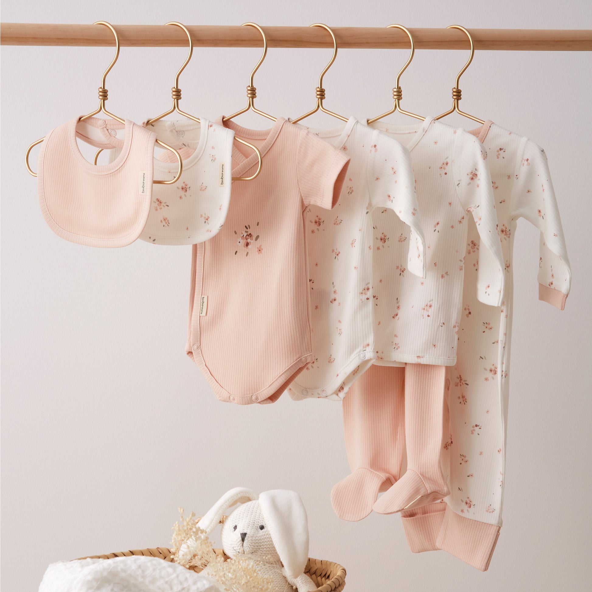 Conjunto jubon y polaina Monet Blanco Rosa 1-3 Meses