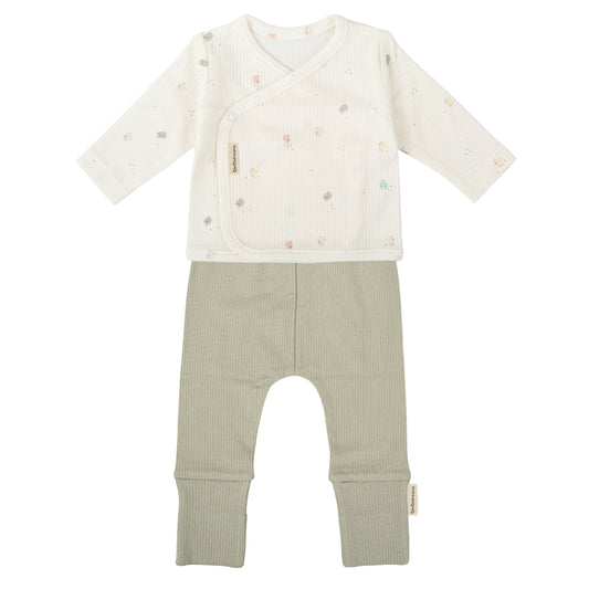 Conjunto jubon y polaina Chicks Blanco Verde 1-3 Meses