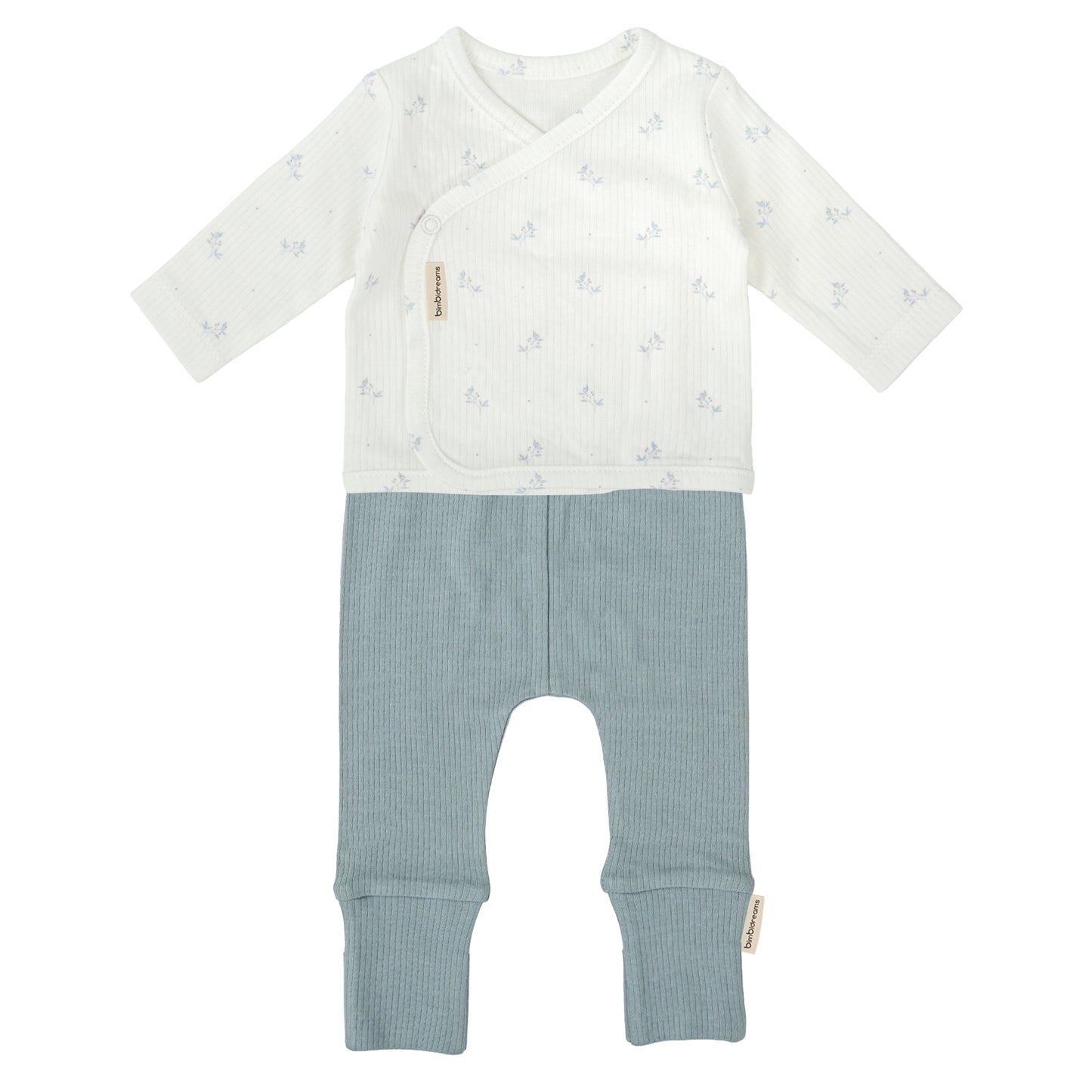 Conjunto jubon y polaina Eden Blanco Azul 1-3 Meses