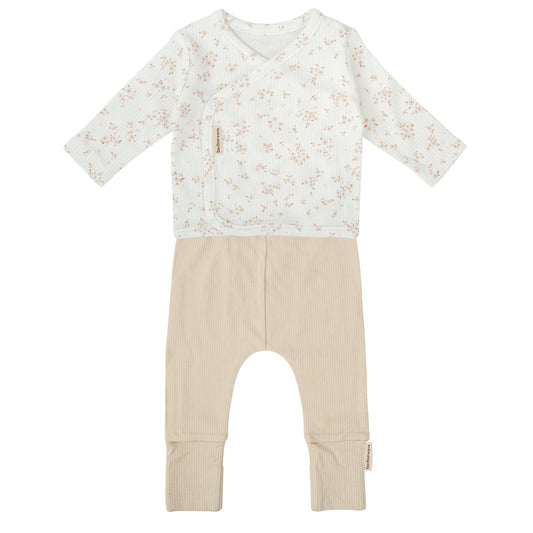 Conjunto jubon y polaina Anaïs Blanco Lino 1-3 Meses