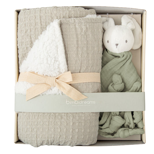 Manta waffle/coralina con doudou - set regalo