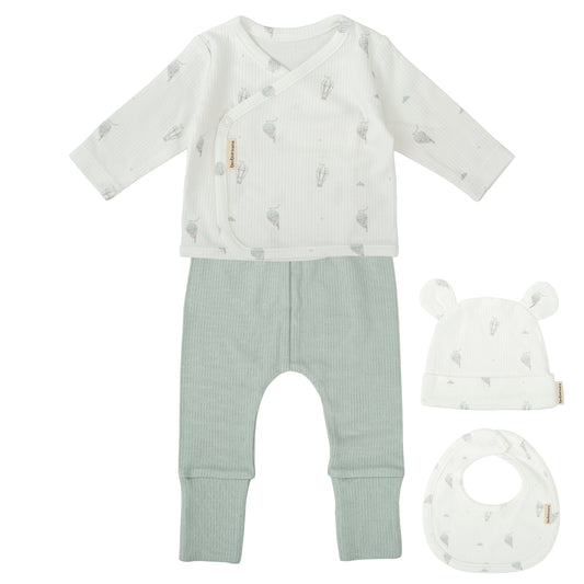 Set Nacimiento - 4p  Blue Sky Blanco Verde 0-3 meses