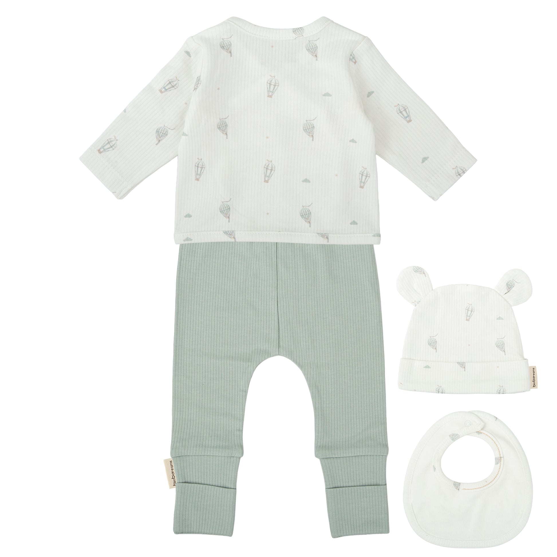 Set Nacimiento - 4p  Blue Sky Blanco Verde 0-3 meses