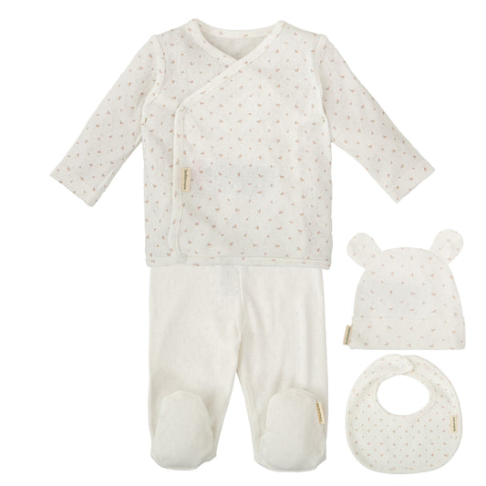 Set Nacimiento - 4p  Pointille Rosa 1-3 Meses