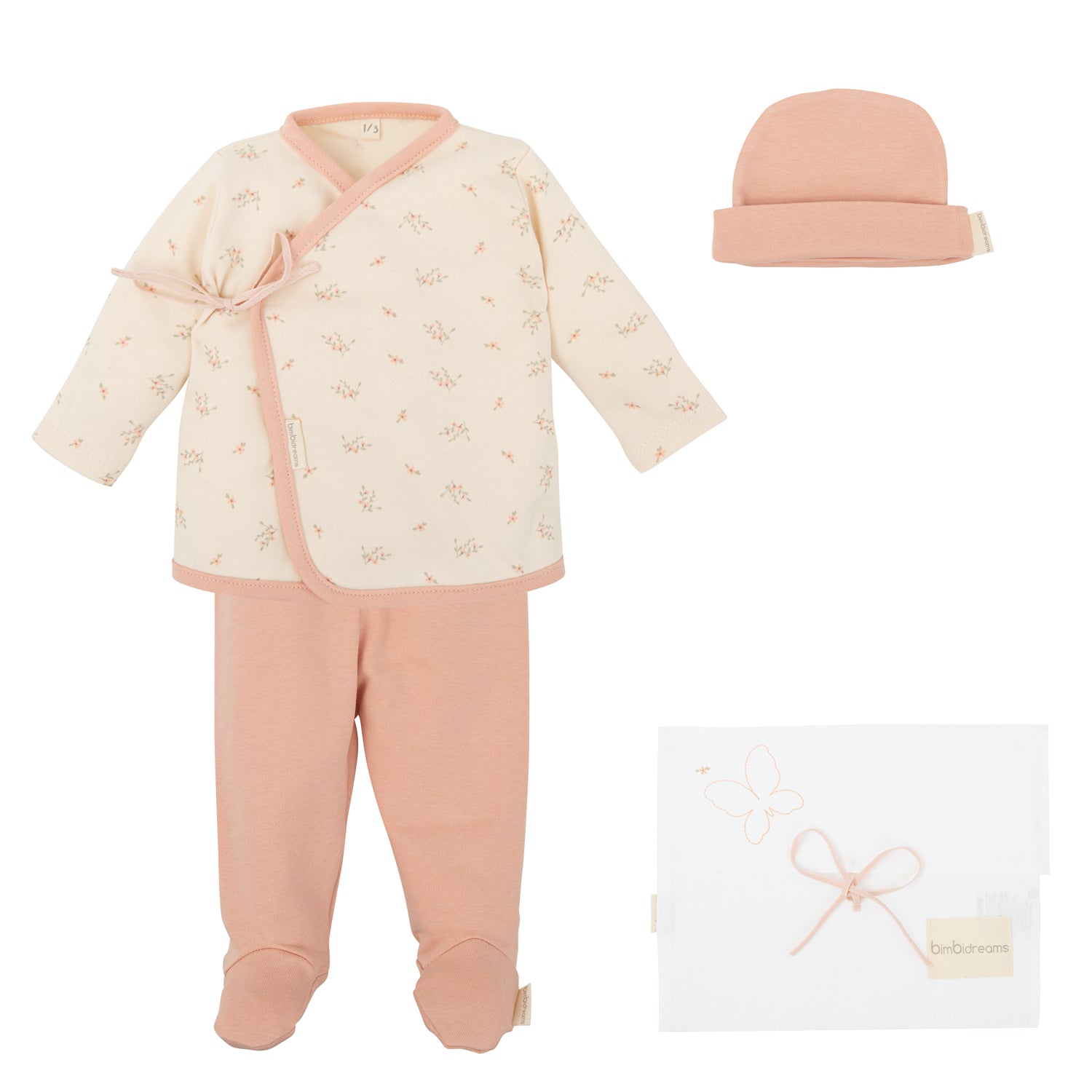 Set Nacimiento - 4p (jubon, Polaina, Gorrito y Bolsa de Muda) Dalia RE Rosa Empolvado 0-1 Mes
