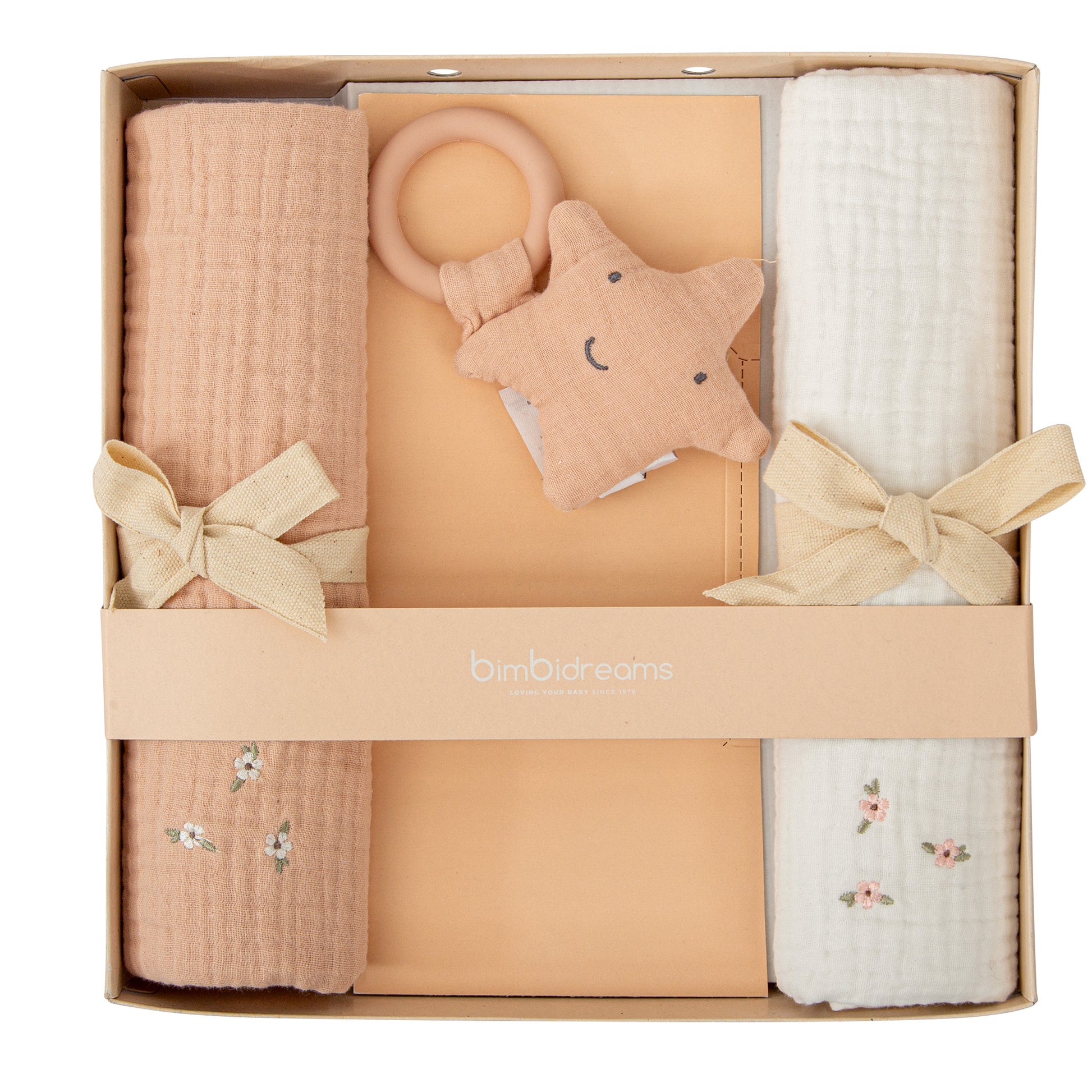 Gasas bordadas Matalasé con Estrella mordedor - Set Regalo Matalase Rosa Empolvado 