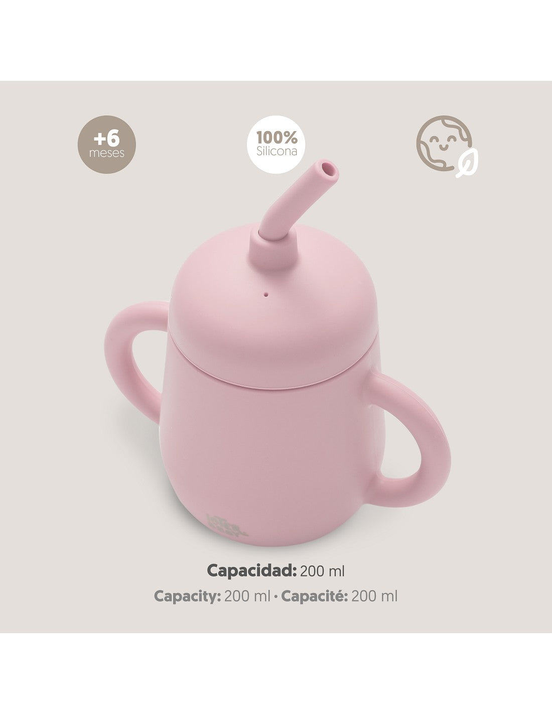 Vaso antiderrame de silicona con pajita Interbaby rosa