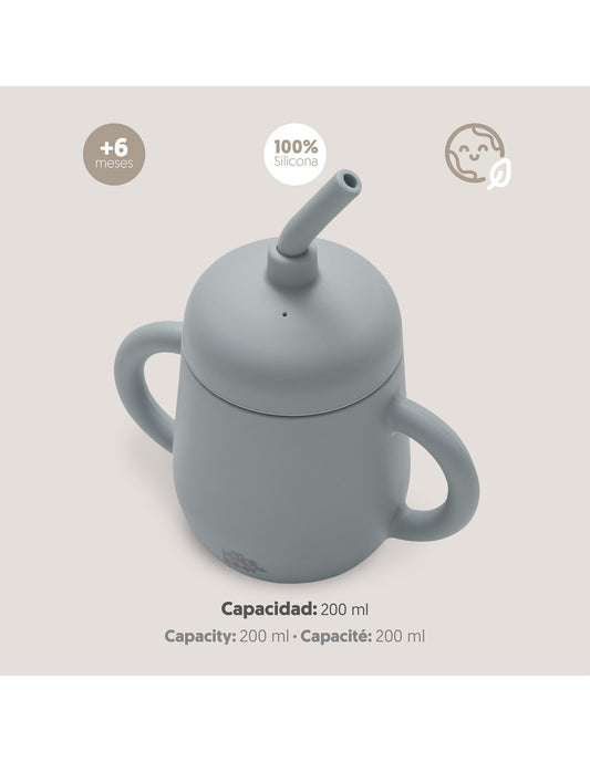Vaso antiderrame de silicona con pajita Interbaby gris