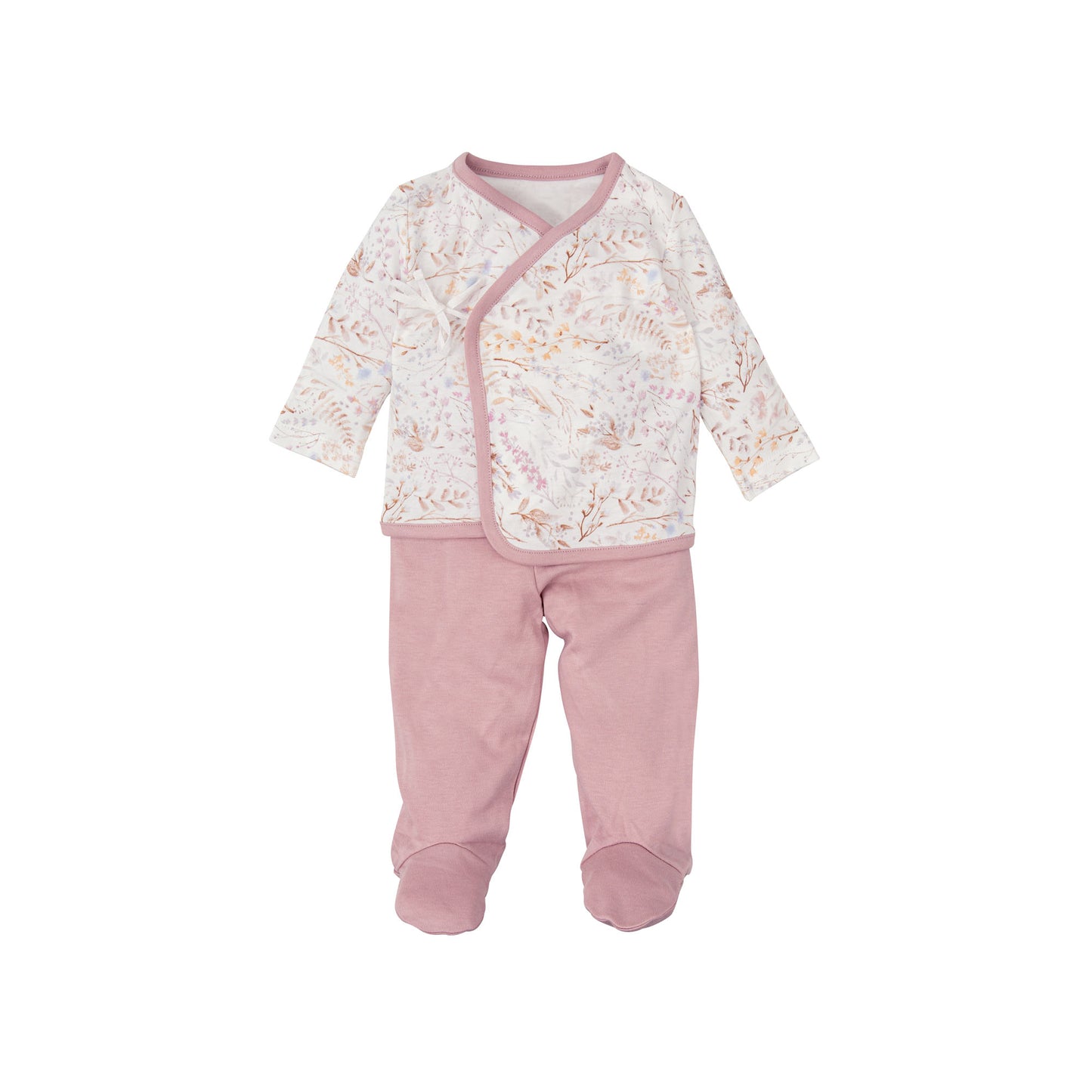 Conjunto jubon y polaina Niza Blanco Lila 0-1 Mes