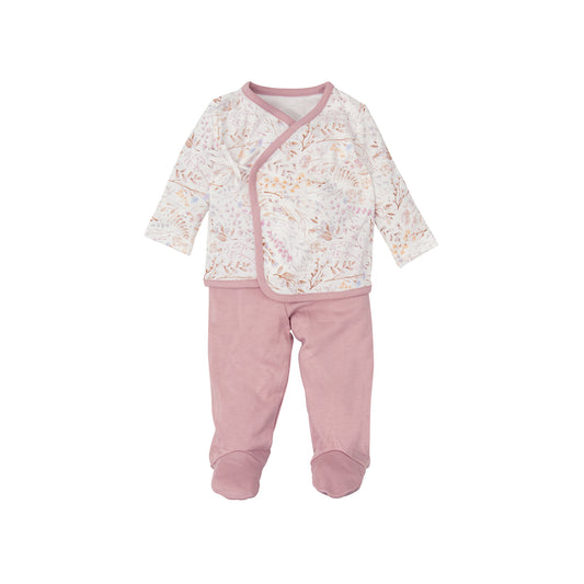 Conjunto jubon y polaina Niza Blanco Lila 0-1 Mes