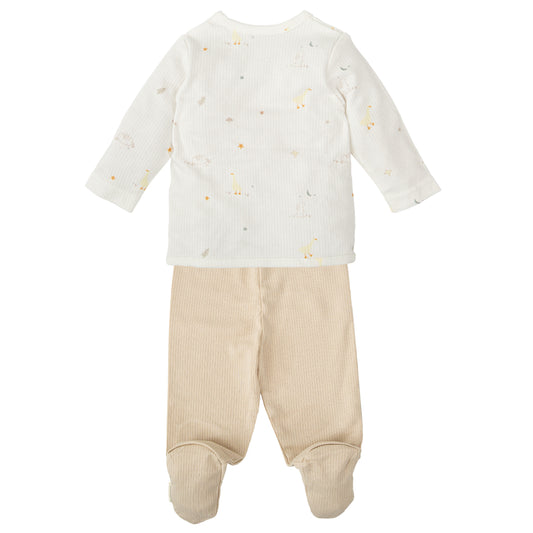 Conjunto jubon y polaina Happy Forest Blanco Lino 0-1 Mes